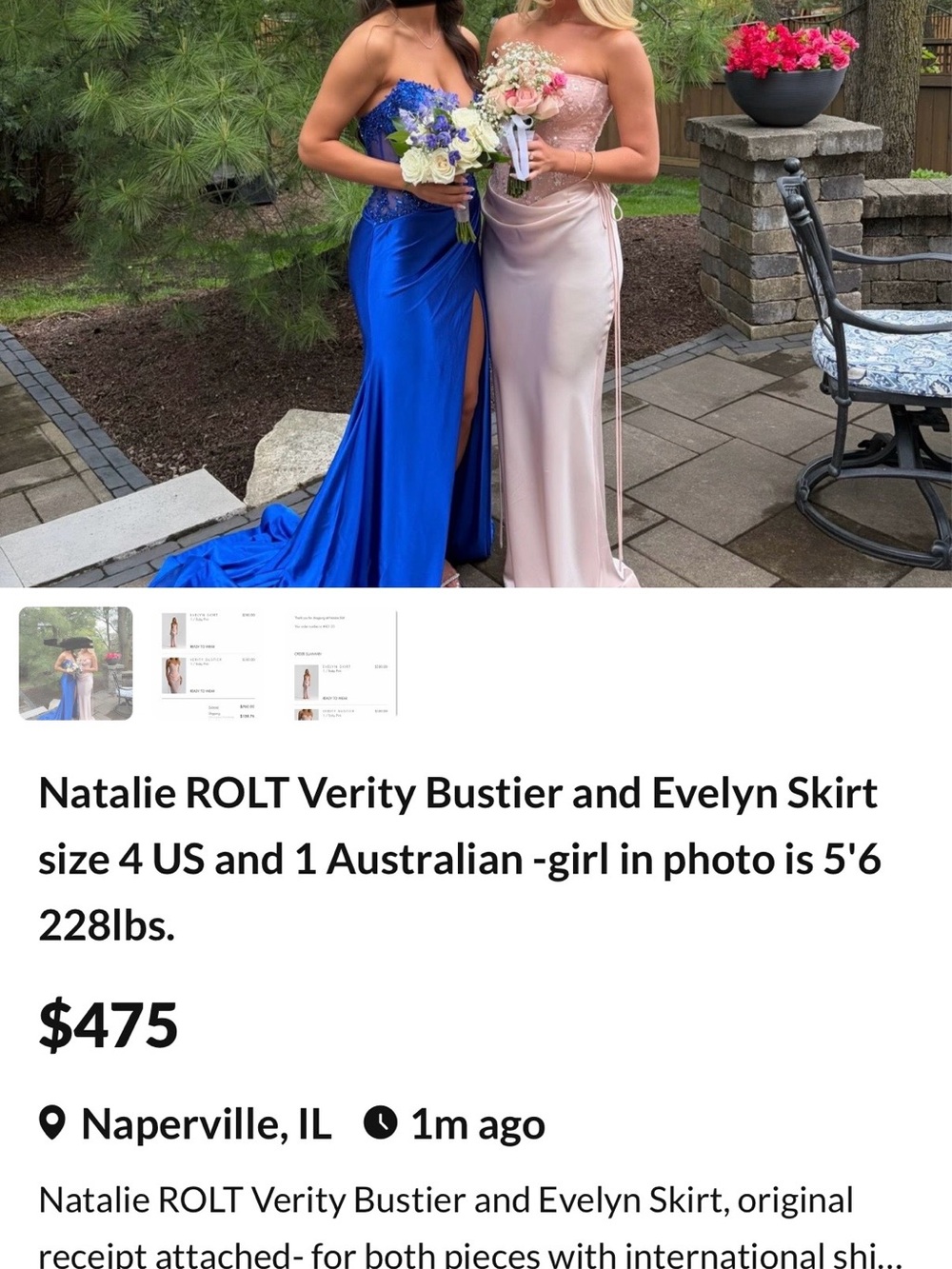 Natalie ROLT Royal Blue Strapless Bustier Prom Dress